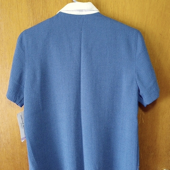 NWT Alfred Dunner 6 Petite Embroidered & Beaded Blue & White Top With Buttons - Picture 6 of 6